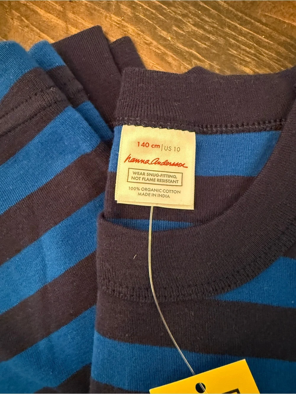 Hanna Andersson Blue & Navy Striped Long-Sleeve Pajama Set, size 140/10.